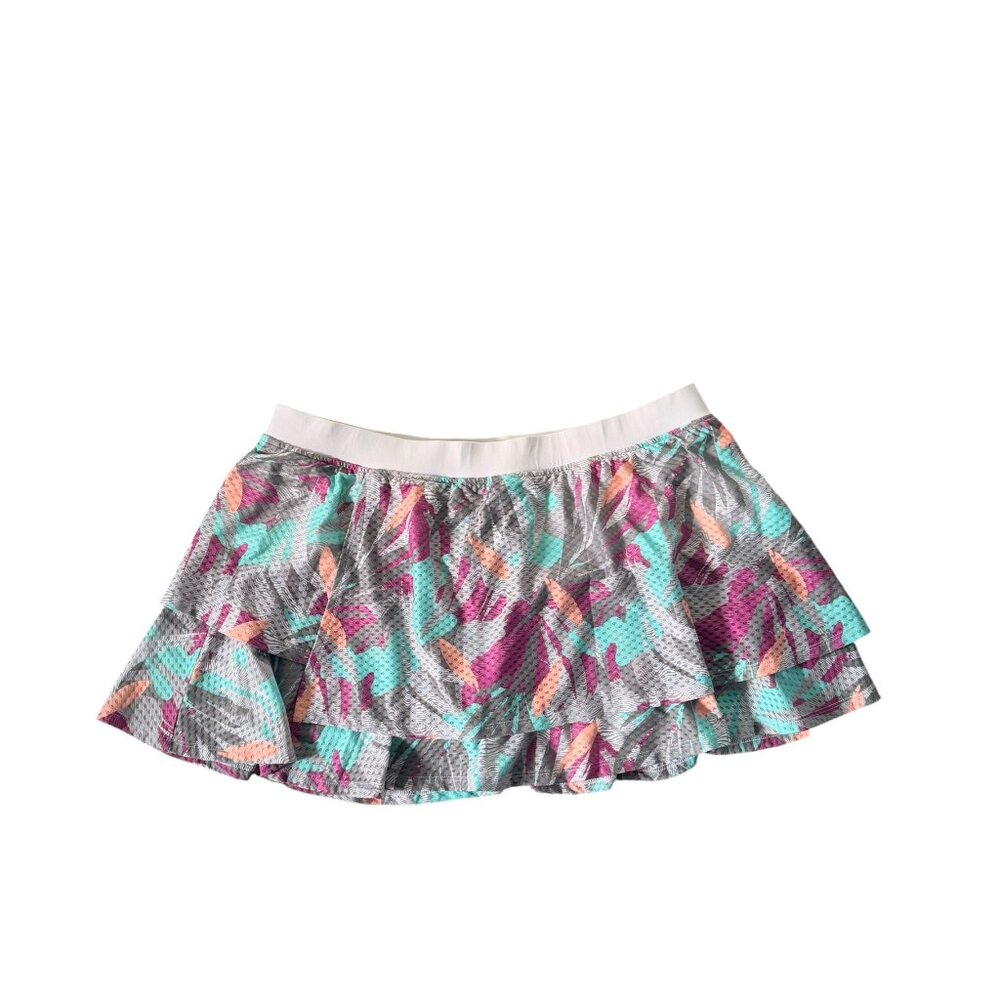 Lija Tiered Ruffle Skort Leaf Print XL